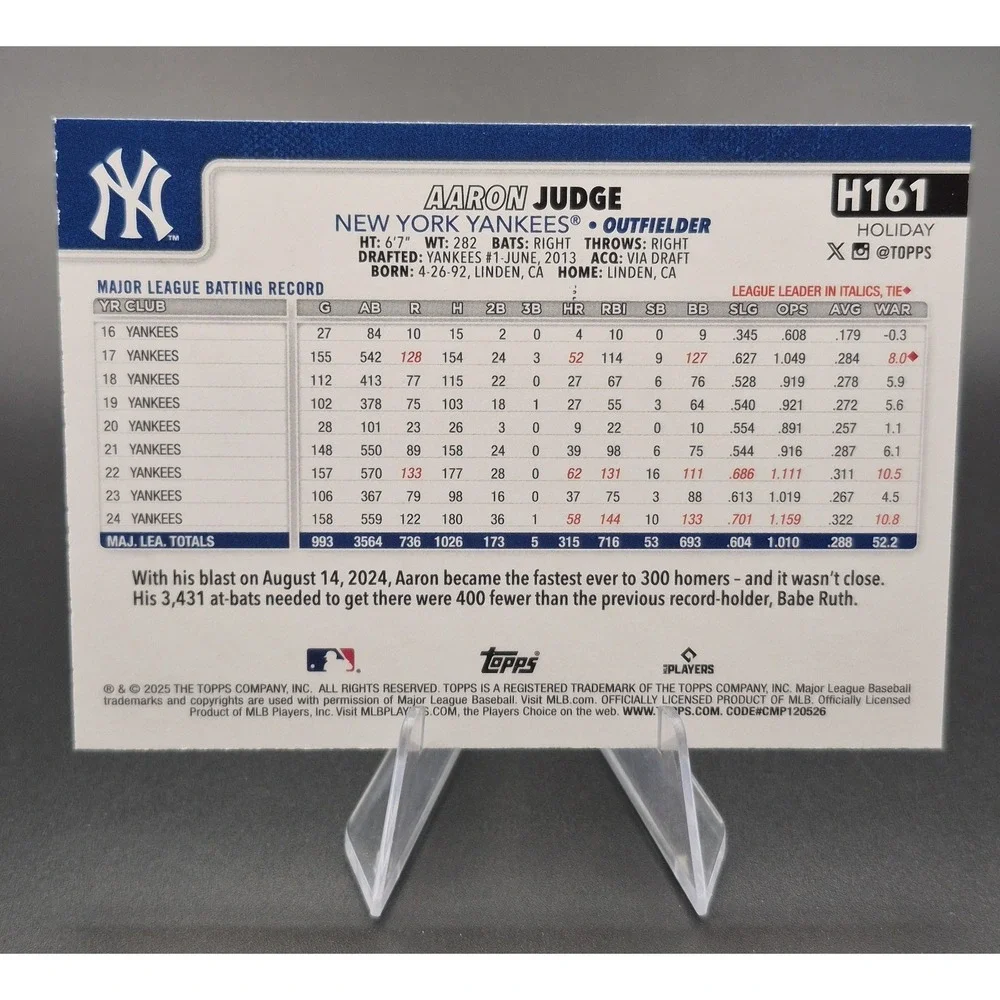 2025 Topps‎ Holiday - Aaron Judge #H161 Holiday Silver Glitter